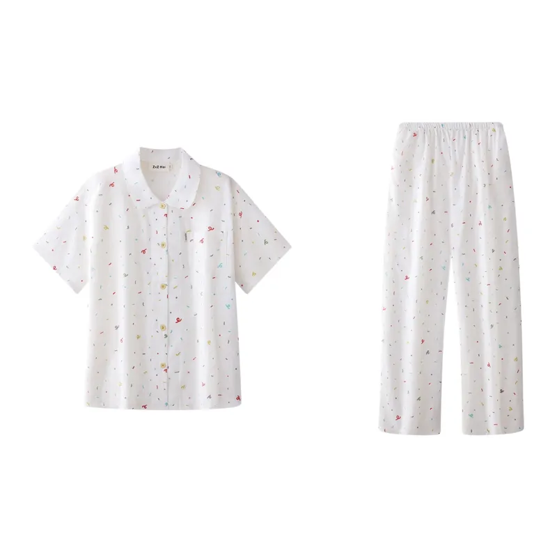 Wabi Town Summer Pajama Set Women's White-0