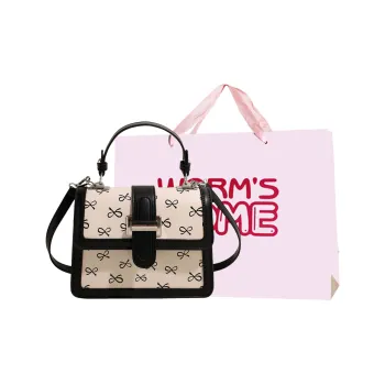 Worm's Home PU One Shoulder Handbag Women's White/Silver/Light Brown/Pink