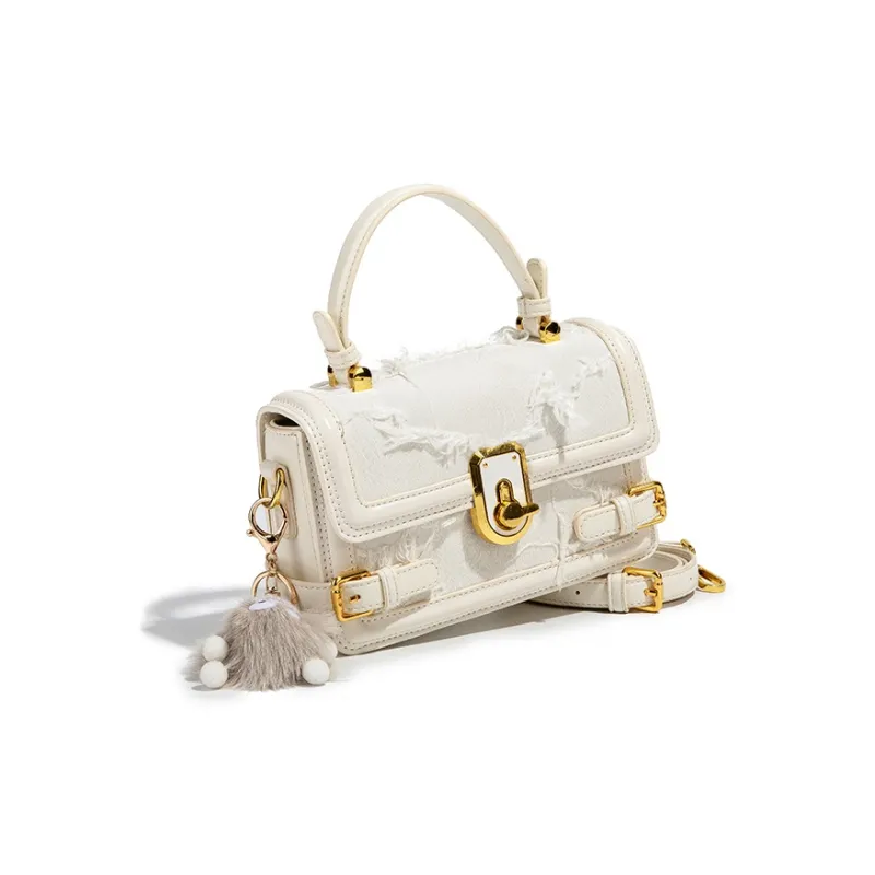 CAEISL&KCIEL Polyurethane With Synthetic Leather Shoulder Bag, Crossbody Bag, Handbag Women's Fringe White-2