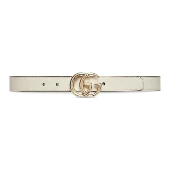 GUCCI Letter Styling Design Leather Belts Kids' White Width: 2CM