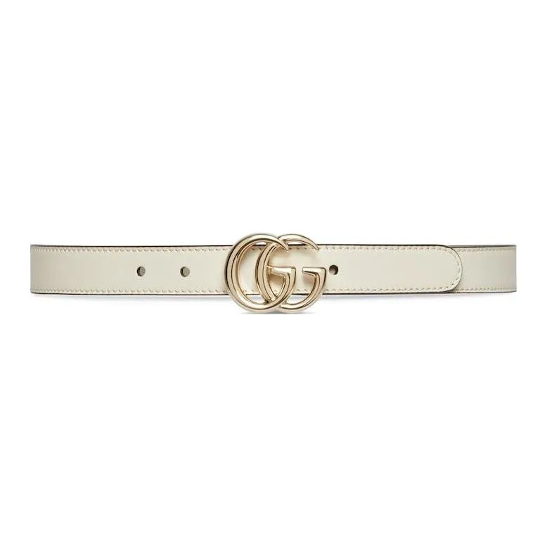 GUCCI Letter Styling Design Leather Belts Kids' White Width: 2CM-0