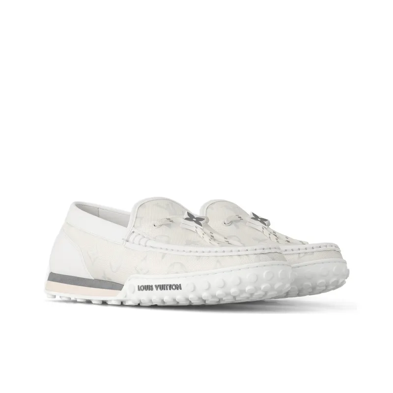 LOUIS VUITTON Racer Moccasins Shoes 'White Mesh Monogram'-2
