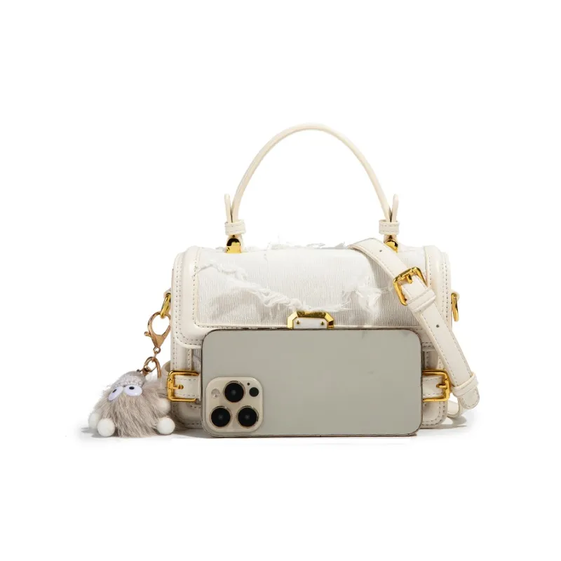 CAEISL&KCIEL Polyurethane With Synthetic Leather Shoulder Bag, Crossbody Bag, Handbag Women's Fringe White-1