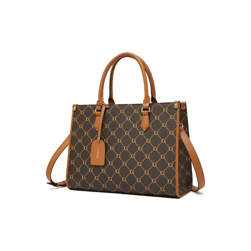 Geshiman PVC Crossbody Handbags Regular Women's Coffee/Ecru-2