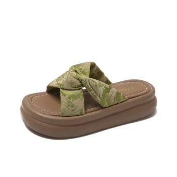 Bull Charm Rubber Sole Stitching Abrasion Resistant Slide Slippers Women's