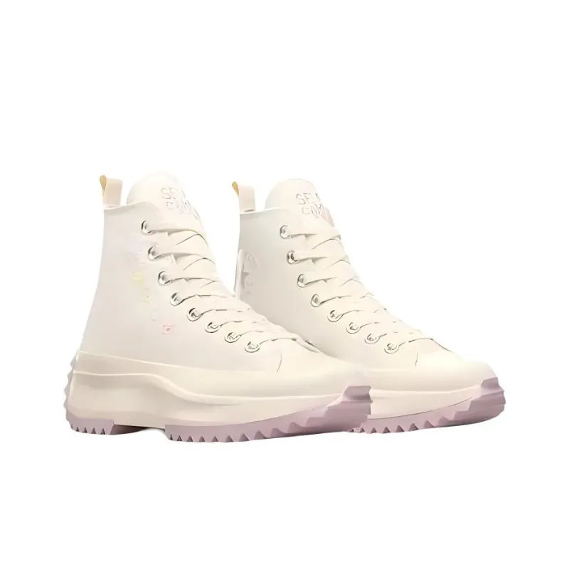 Converse Run Star Hike Platform Slip-Resistant High-Top Canvas Shoes Unisex White Purple-3