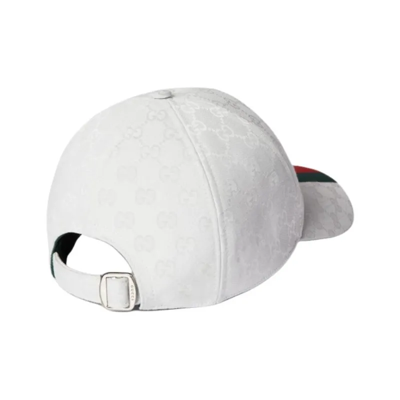 GUCCI Polyester Polyamide Cotton Viscose Canvas Baseball Caps Men's White-2