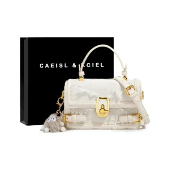 CAEISL&KCIEL Polyurethane With Synthetic Leather Shoulder Bag, Crossbody Bag, Handbag Women's Fringe White
