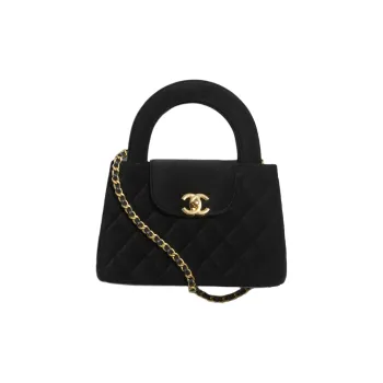 CHANEL Velour Shoulder Bag Crossbody Bag Handbag Mini Women's Black