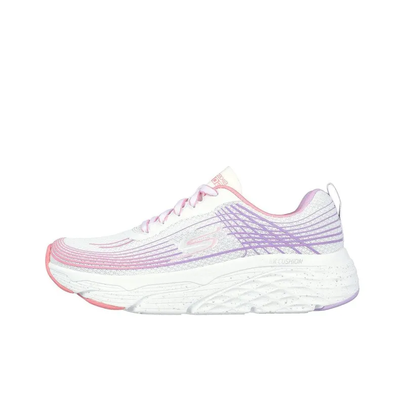Skechers Max Cushioning Anti-Slip And Wear-Resistant Support Low-Top Casual Running Shoes Women's White Purple-0