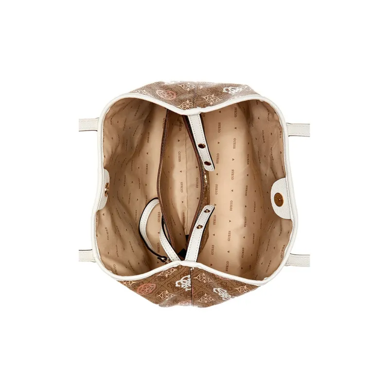 GUESS PU Tote Bag Shopping Bag Handbag Women's Beige Brown-3
