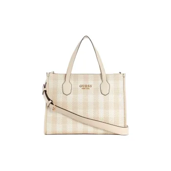 GUESS Faux Leather Tote Bag Shopping Bag Shoulder Bag Crossbody Bag Handbag Women's Gray White