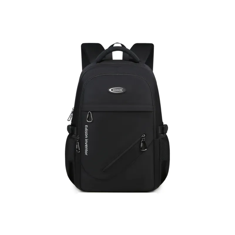 EDISON Water Repellent Oxford Fabric Casual Campus Backpack Regular Unisex Black/Gray-0