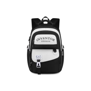 EDISON Repellent Oxford Cloth Multi Pocket Campus Backpack Regular Unisex Black/Red