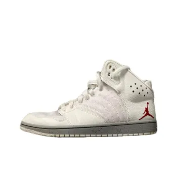 Jordan Air Jordan 1 Flight 4 Cushioning Wear Resistant High Top Vintage Basketball Shoes Men's White Red