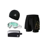 Black Gold+White/Mint Green Swim Goggles+Swim Bag-Four-Piece Set