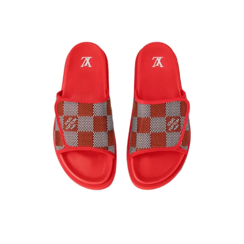 LOUIS VUITTON Miami Slip Resistant Quick Dry Slide Slippers Men's Red-3