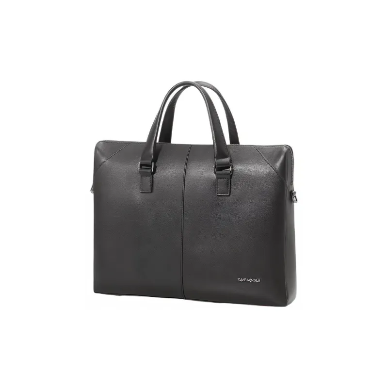SAMSONITE Cow Leather Briefcase One Shoulder Handbag Men's Black-1