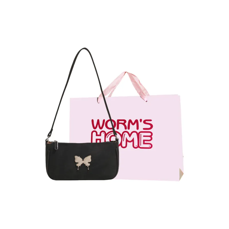 Worm's Home PU One Shoulder Handbag Crossbody Bag Women's Khaki/Black/Pink-0