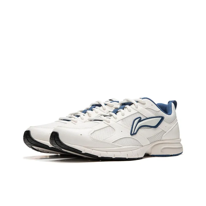 LiNing R037 Cushioning Slip Resistant Abrasion Resistant Breathable Low Top Running Shoes Men's White Blue-2