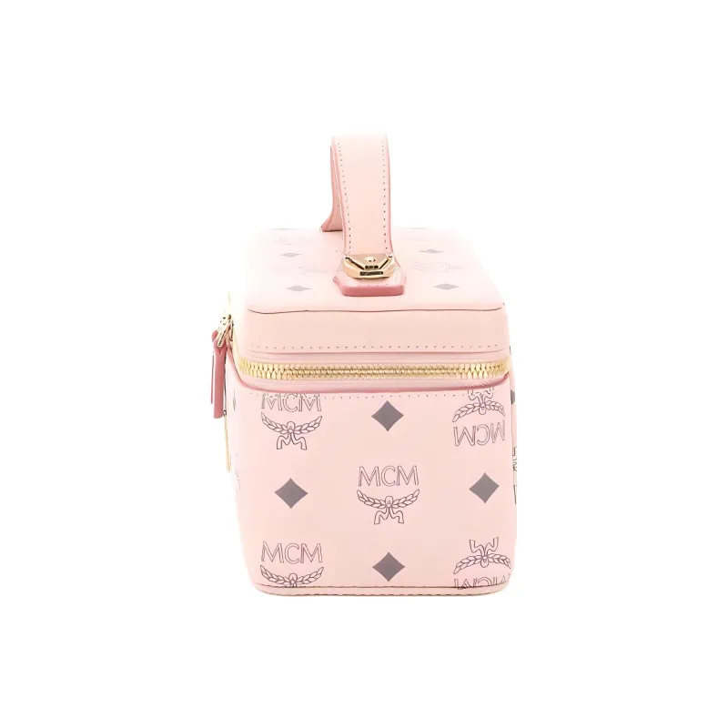 MCM Essential Visetos Origina Leather Makeup Box Style Box Bag, Handbag, Crossbody Bag, Shoulder Bag Women's Soft Pink-1