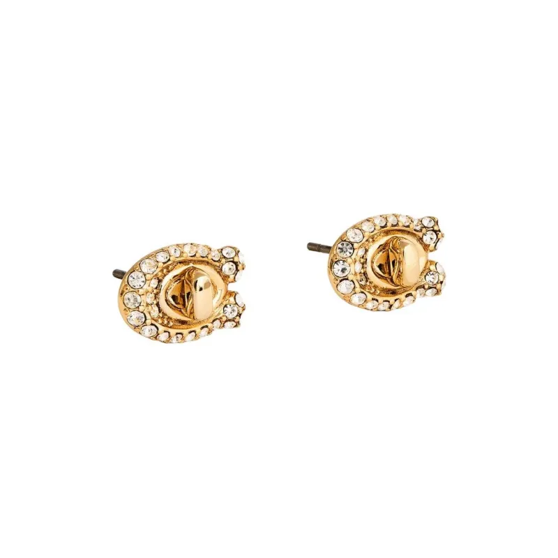 COACH Brass Stud Earrings Women's Gold-1