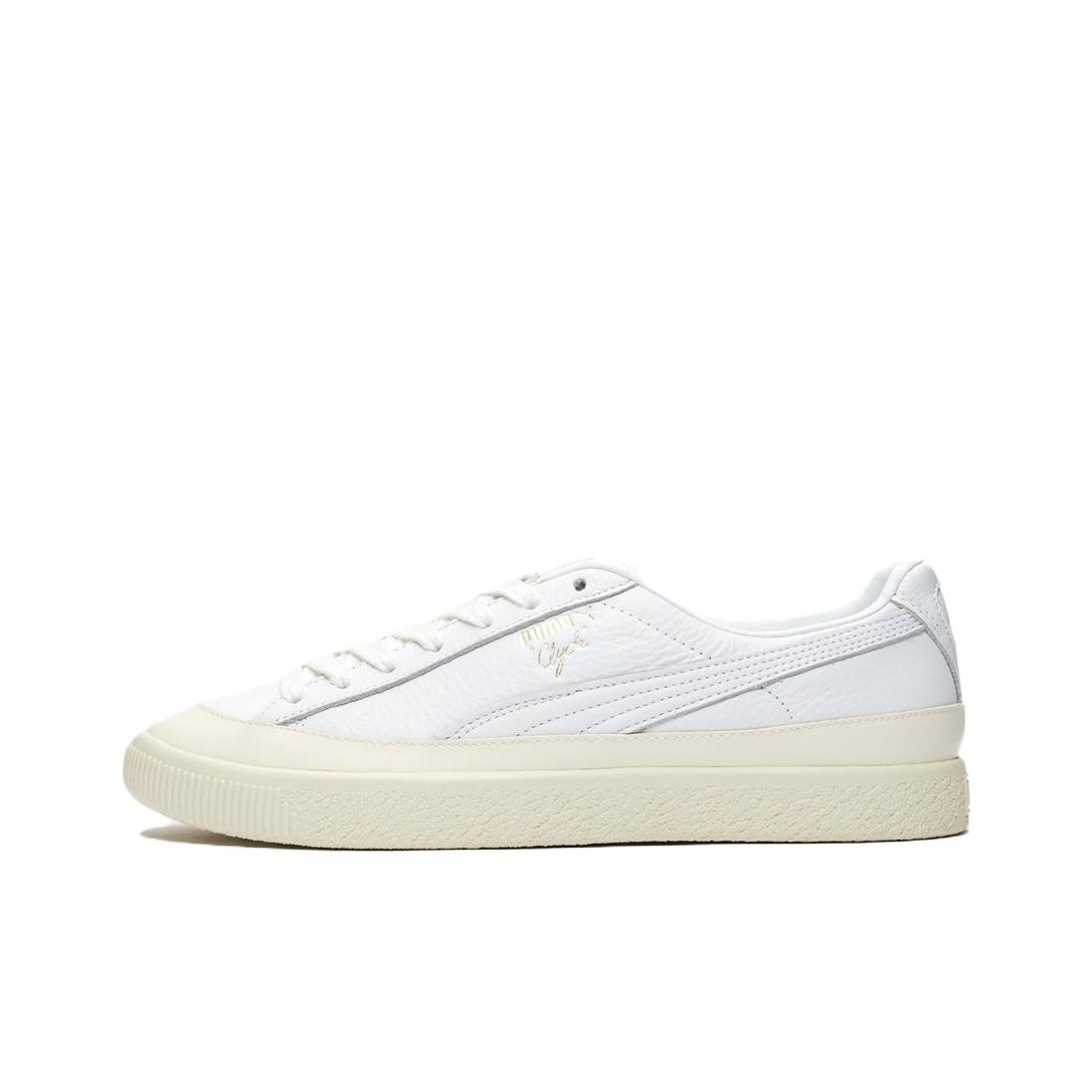 PUMA Clyde Rubber Toe Leather Leisure Board Shoes White