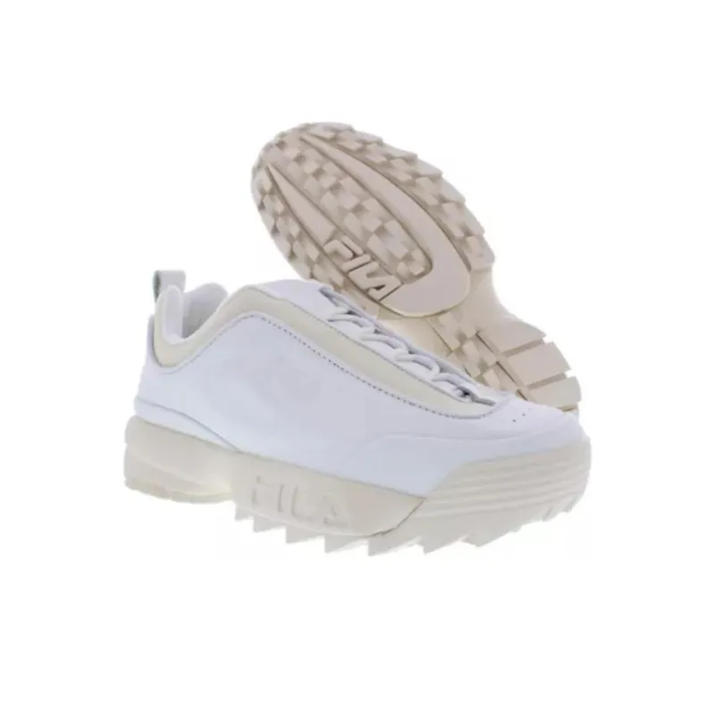 FILA Disruptor Cushioning Support Low Top Running Shoes Women's White-4