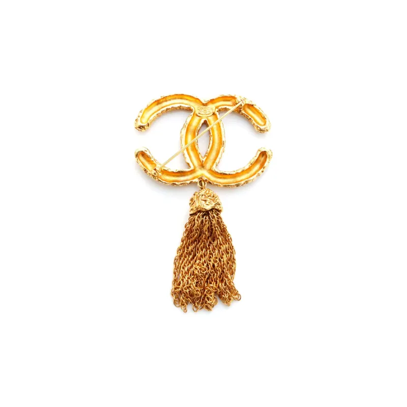 CHANEL 1997 CC logo Tassel Brooch-1