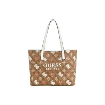 GUESS PU Tote Bag Shopping Bag Handbag Women's Beige Brown