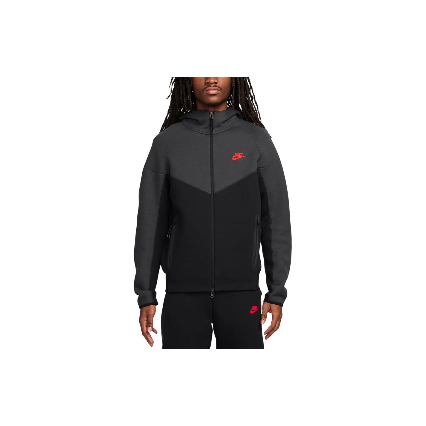 nike waffle Sportswear Tech Fleece Jackets Men Black Dark Smoke Gray Light Dark Red POIZON