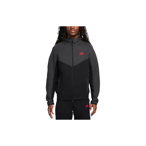 Nike Sportswear Tech Fleece Jackets Men Black/Dark Smoke Gray/Light Smoke Gray/Deep Red