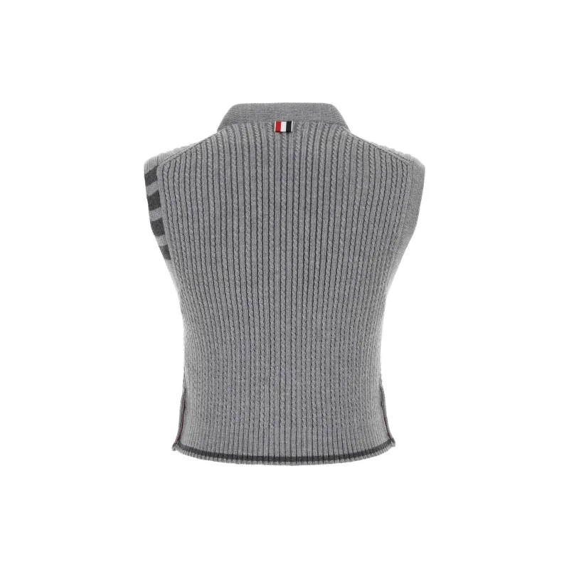 THOM BROWNE Button Up Cropped Vest-1