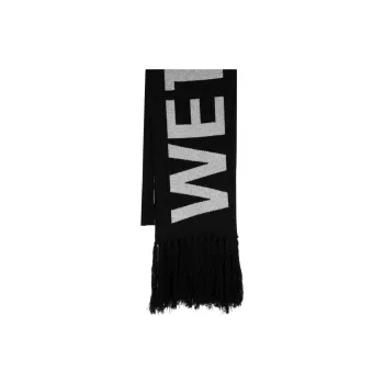 WE11DONE Logo jacquard Tasselled Scarf