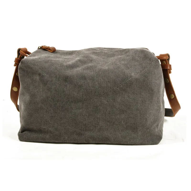 TTaG．baG Top Grain Cow Leather With Canvas Canvas Bag Shoulder Bags Regular Men's Khaki/Green/Dark Gray-6