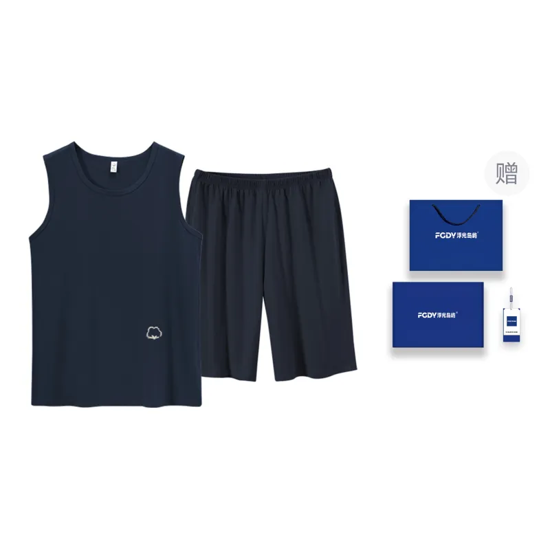 Floating Light Islands Pajama Set Men's Box Navy Blue-0
