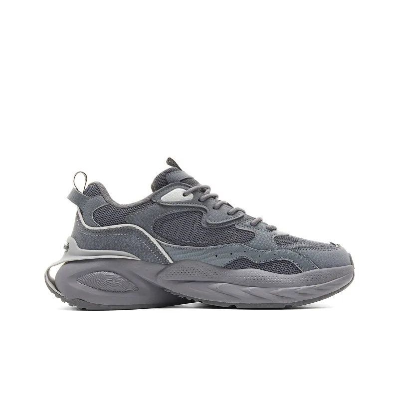 PEAK Taichi Puffy Shoes Cushioning Rebound Height Increasing Slip Resistant Low Top Casual Shoes Men's Paloma Gray-1