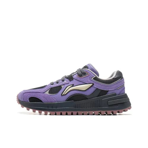LiNing Wind Rider 2.0 Anti-Slip Wear-Resistant Low-Top Casual Shoes Women's Purple Black