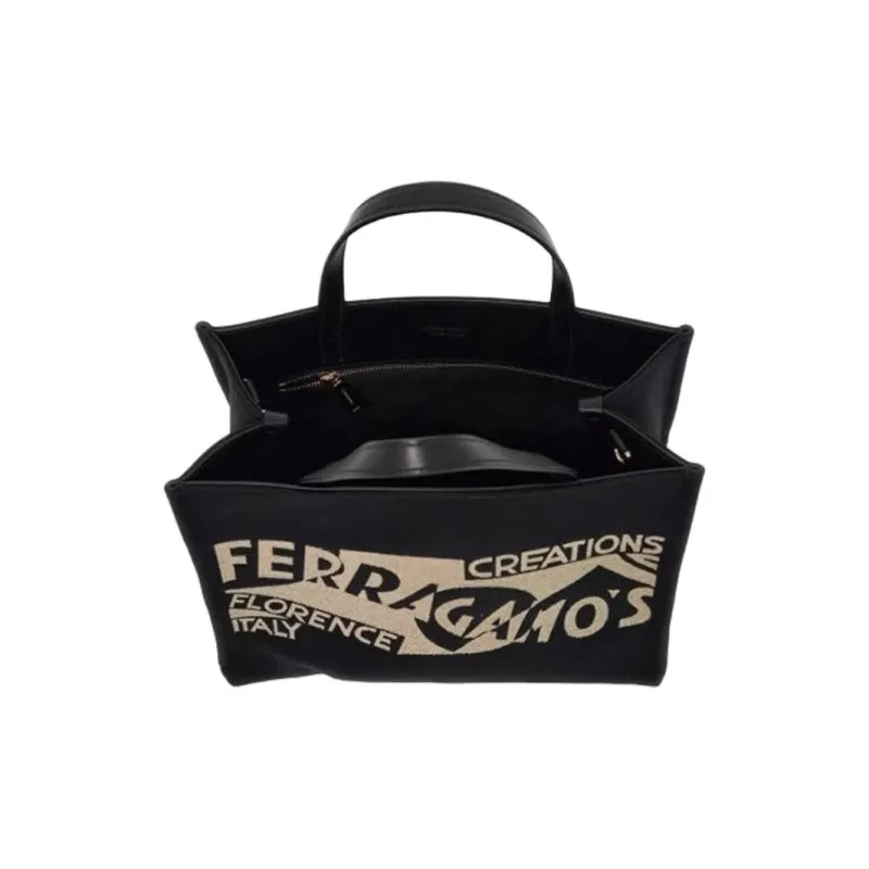 FERRAGAMO Denim Portable Crossbody Bag Shoulder Bag Women's Black-3