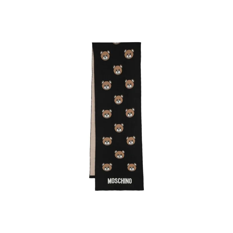 MOSCHINO Teddy Bear-jacquard Wool-blend Scarf-0