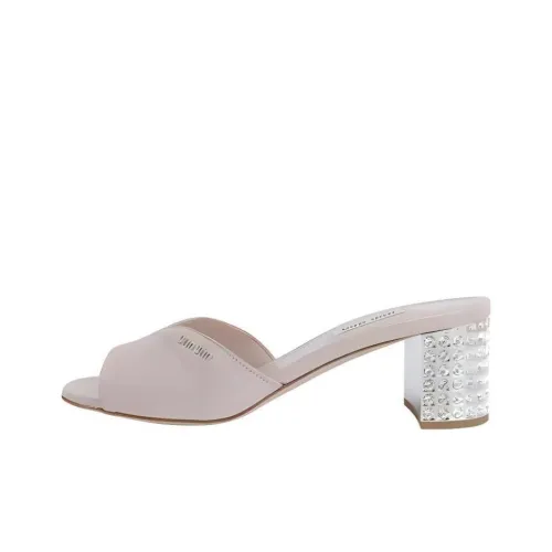 MIU MIU Crocodile Effect Rhinsetone Heel Mules