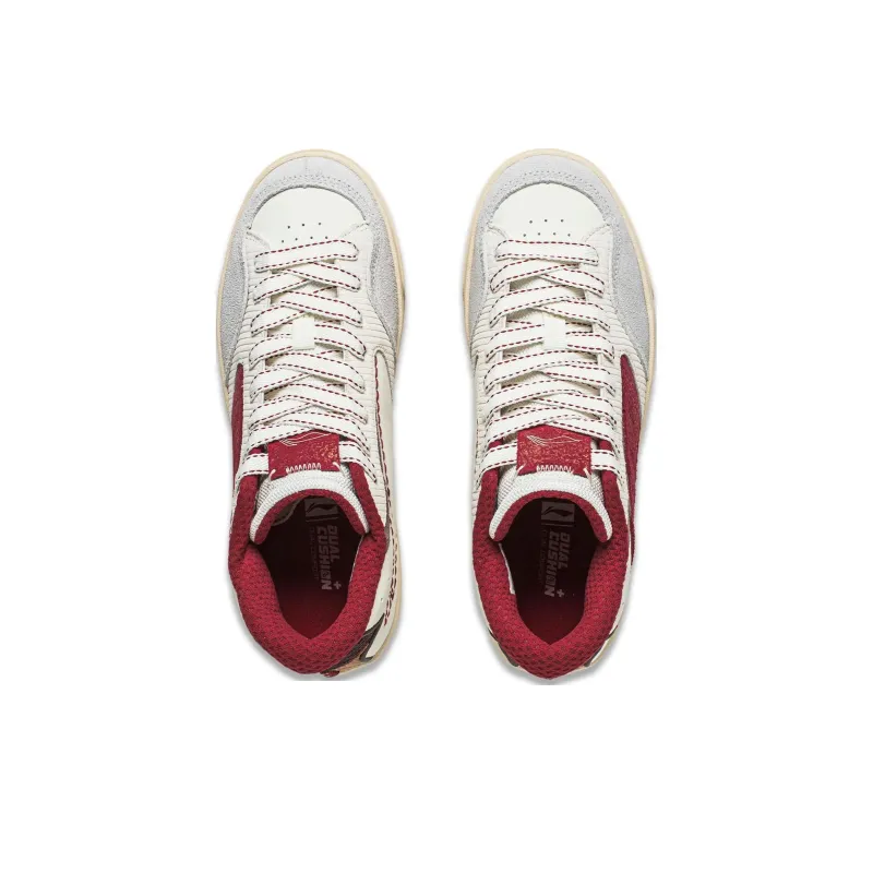 LiNing Wave 180 Anti Slip Wear Resistant Mid Top Skateboard Shoes Women's White Red-3