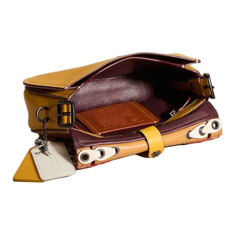 COACH Saddle Gloves Made Of Tanned Leather Shoulder Bag Crossbody Bag Medium Size Women's Tin Alloy And Linen-1