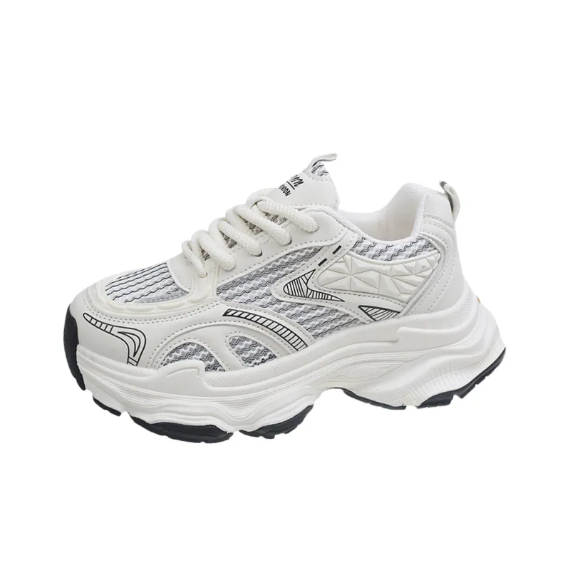 Luji Chunky Sneakers Women's Low Top Ecru/Silver/Red-0