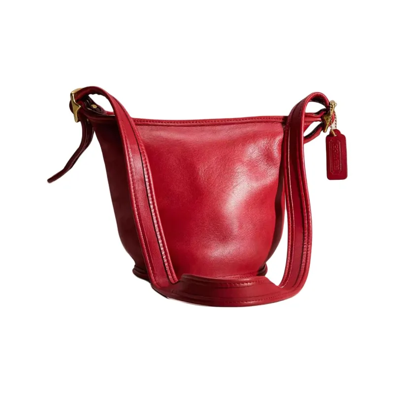 COACH Glove Tanned Leather Shoulder Bag, Crossbody Bag Medium Size Women's Red-0