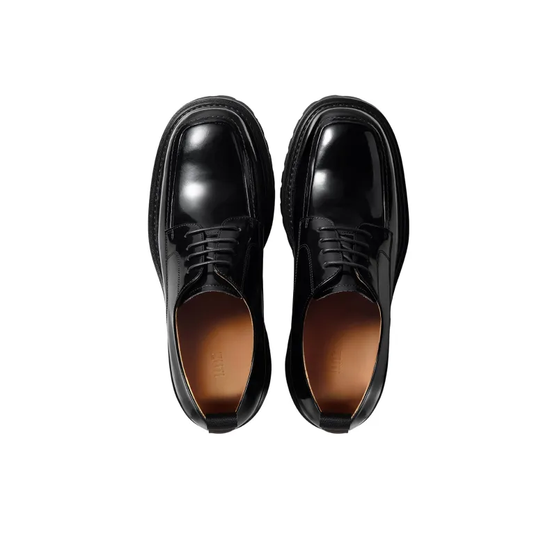 Zuti Trendy Versatile Shiny Derby Shoes Casual Shoes Approx. 7.5cm Men's Black-2