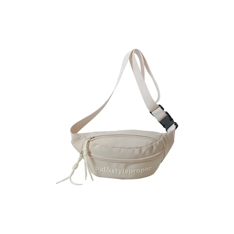 MOK Nylon Sling Bag Unisex Ecru/Black/Pink-0