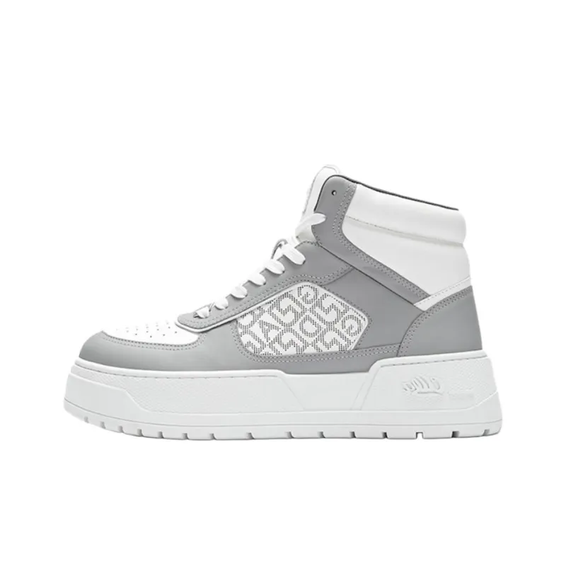 DEGAIA High-Top Skateboard Shoes Men's Raw White Light Gray-4