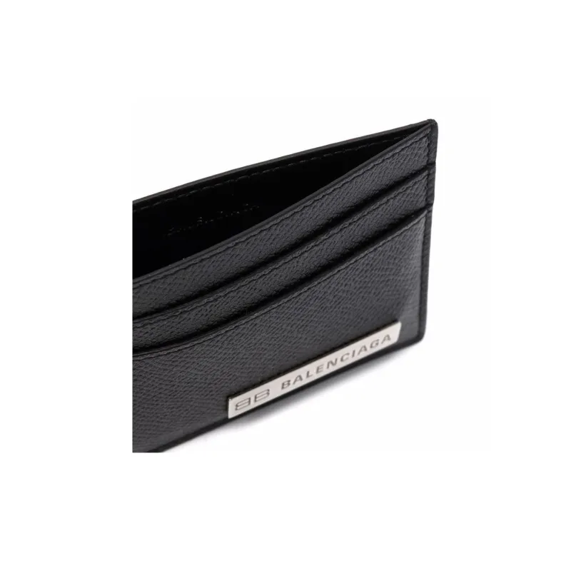 Balenciaga Calfskin Card Holder, Wallet Men's Black-3