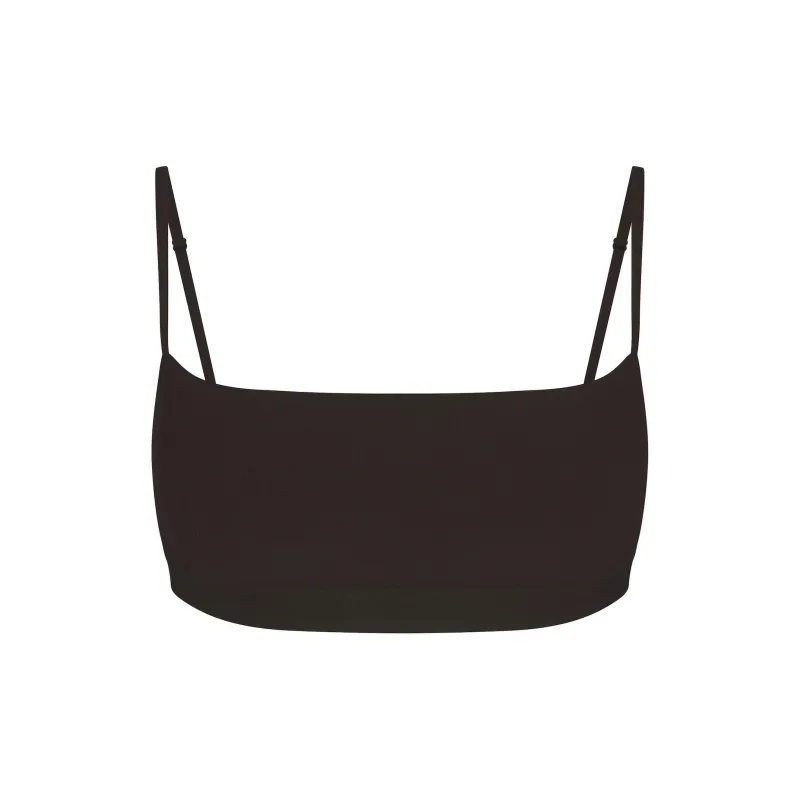 SKIMS SOFT LOUNGE STRAPPY SCOOP BRALETTE Bra Women's ONYX/Onyx-0